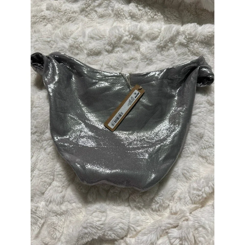 SKIMS Metallic Silver-Cream Bikini Bottom no tags